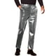 thumbnail image 4 of Pantalones metálicos INSPIRE CHIC para hombres, pantalones rectos brillantes para fiestas disco, pantalones brillantes 36 gris plateado, 4 of 5