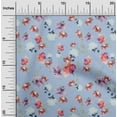 thumbnail image 1 of oneOone Silk Tabby Dusty Blue Fabric Flower & Leaves Watercolor Dress Material Fabric Print Fabric By The Yard 42 Inch Wide, 1 of 4