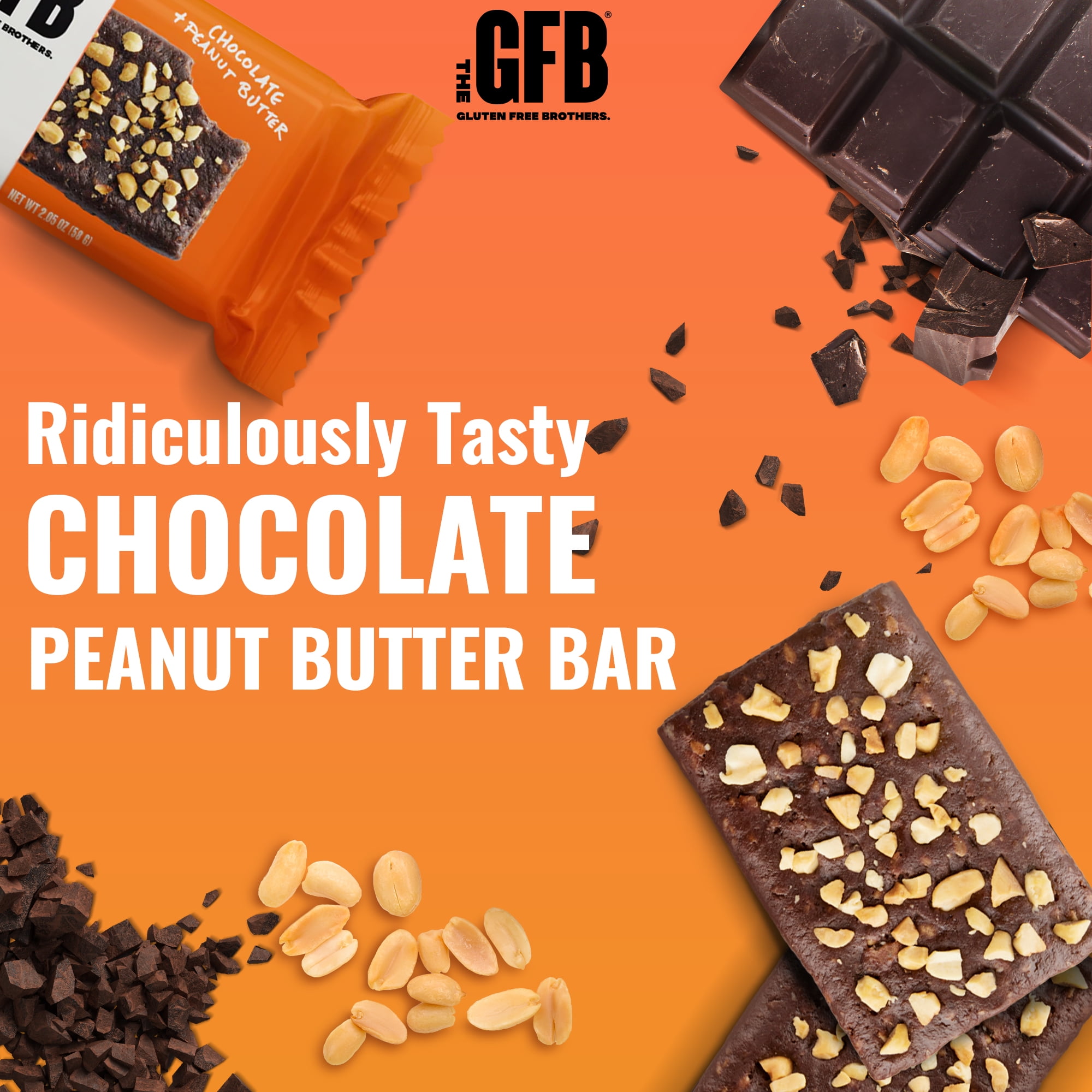 The Gluten Free Brothers – Chocolate Peanut Butter Snack Bars – Non GMO, Vegan – 2.05 oz (12 Ct)