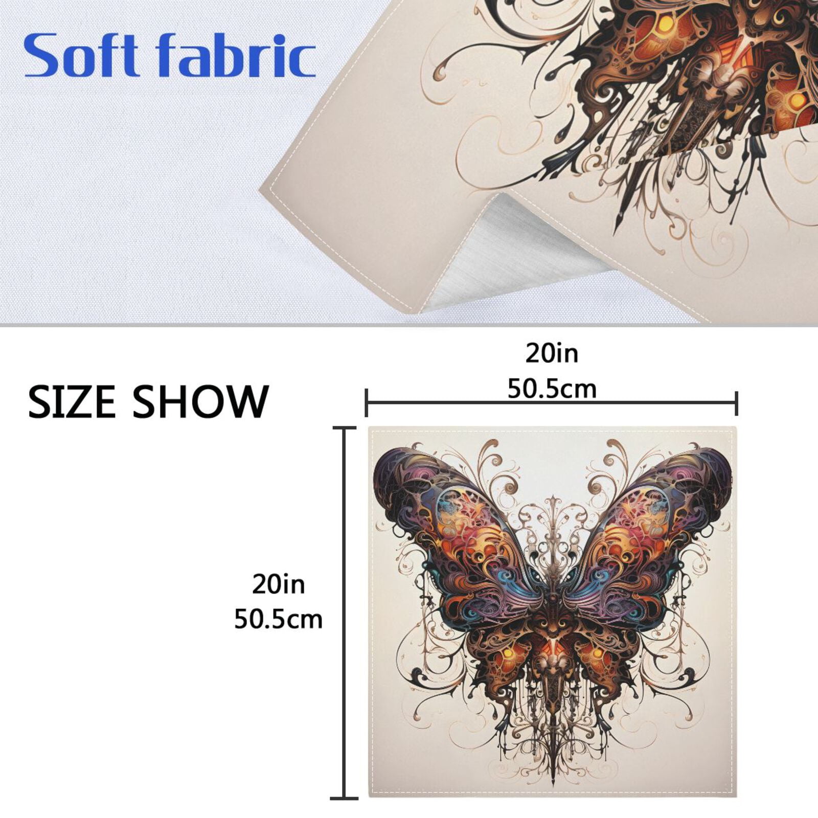 JSTEL Butterfly Punk Cloth Napkins Set of 6, 20x20 Inch Washable and Reusable Napkin for Decoupage Dinner Party Everyday Use