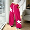 thumbnail image 2 of Tfken Toddler Girls Soft Pants Elastic Waist Stretchy Trousers Loose Wide-Leg Pants With Pockets Fashion Drawstring Star Print Teen Casual Daily Wear Clothes Size 7-8 Years Pink, 2 of 4