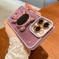 thumbnail image 4 of Compatible for iPhone 13 Pro Max 6.7 Inch Bling Plating Astronaut Hidden Stand Case, Cute 6D Bear Stand Glitter Phone Case for Women Girls Soft TPU Shockproof Back Cover - Purple, 4 of 11