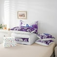 thumbnail image 5 of Butterfly Flowers Bed in a Bag King Size Comforter Set 7 Pieces,Blue Purple Ombre Art Oil Painting Floral Bedding Sets Rustic Aesthetic Animal Daisy Flower Sheet Set with Comforter, 5 of 5
