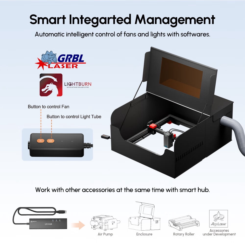 Algo Enclosure for Engraver, Fireproof and Dustproof Protective Cover for Most Engraving Cutting Machine, Insulates Against Smoke and Odor, with Exhaust Fan, 32.67"x28.74"x15.55"