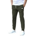 thumbnail image 2 of Men's Casual Slim-Fit Solid Color Nine-Point Pants with Pockets, Ankle-Length Trousers for Business Casual and Daily Outfits,Army Green,L, 2 of 8