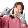 thumbnail image 2 of Guantes de punto de invierno Pantalla táctil cálidos Guantes antideslizantes elásticos forrados suaves Lindos guantes de Navidad, 2 of 6