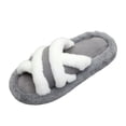 thumbnail image 5 of ZVNAΖH Women's Winter Thick Sole Plush Slippers Warm Fluffy Crisscross Strap Indoor Outdoor House Shoes, 5 of 9