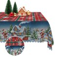 thumbnail image 6 of Nanqianyi Plaid Christmas Village Tablecloth 52x70 Inch,Waterproof Stain Resistant Dining Table Cover, 6 of 7