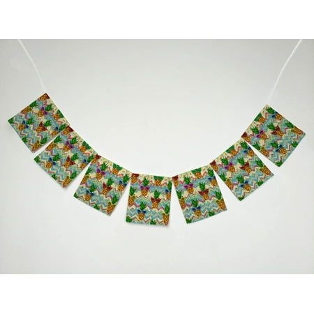 YKCG Hipster Pineapples Tropical Flower Fruit Banner Bunting Garland Flag Sign for Home Family Party Decoration