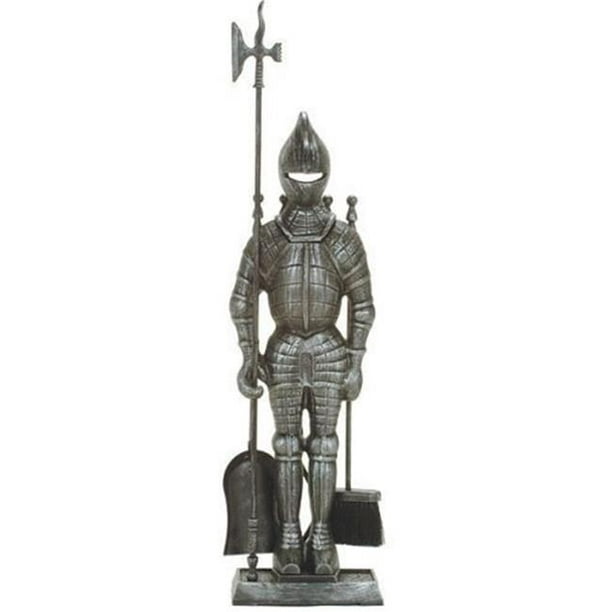Knight Fireplace Tool Set, Pewter 5 Piece