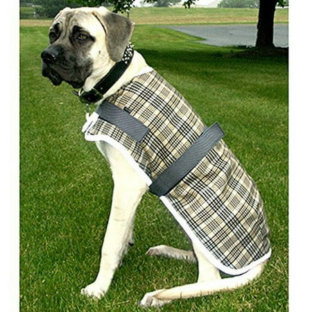UPC: 0754888059666 | Intrepid International 27030 30 in. Fleece Lined Horsemans Plaid Dog Coat Reflective Binding