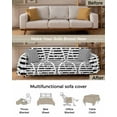 thumbnail image 3 of Black Geometric Sofa Covers for 3 Cushion,Washable Couch Cover for Sectional Sofa Slipcovers with Tassel,White Striped Contemporary Minimalist Loveseat Covers Futon Cover Throw Blanket 71''x118'', 3 of 8