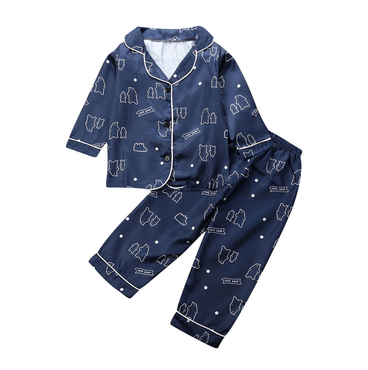 suanret Toddler Baby Boy Girl Silk Pajamas Pyjamas Satin Set Child