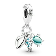 AMUEFER 925 Sterling Silver Charm for Women Bracelets Necklace Ocean Turtle Conch Sea Fish Dangle Charm Gift
