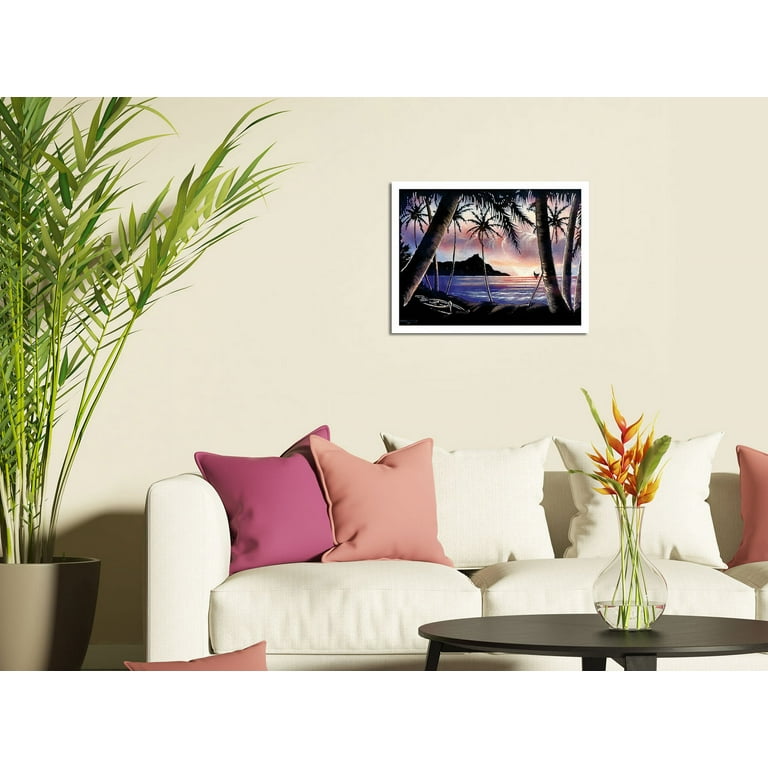 Sunrise Over Diamond Head - Vintage Hawaiian Black Velvet