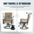 thumbnail image 3 of Techmilly Patio Swivel Chairs Set of 2, Outdoor Dining Chairs High Back, Padded All Weather Breathable Textilene Outside Furniture Chair , Grey White, 3 of 11