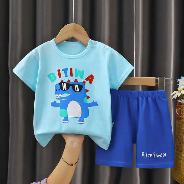 Ropa de verano para niños, Conjunto de camiseta y pantalón para bebé, traje de manga corta de dibujos animados, conjunto de 2 piezas qym unisex