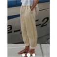 thumbnail image 1 of Pantalones casuales elegantes de lino y algodón con bolsillos rectos para uso diario, 1 of 6