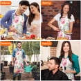 thumbnail image 4 of Pioneer Flower Floral Print Pattern Apron-Garden Aprons for Women with Pockets-Cotton Linen Waterproof Kitchen Cooking Gardening Aprons Adjustable for Kitchen,Cooking,BBQ and Salon 33x27 Inch, 4 of 7
