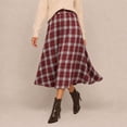 thumbnail image 5 of DYTTDG Women's Classic Plaid High-Waist A-Line Midi Skirt | Elastic Waist Mid-Calf Flared Skirt, Casual Spring-Fall Outer Bottom for Daily & Vacation Occasions, 5 of 8