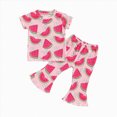 thumbnail image 4 of Toddler Girl Short Set Baby Girl Summer Outfits Floral Short Sleeve T-Shirt & Flared Pants Set Cute Toddler Clothes Toddler Girl Summer Clothes, 4 of 4