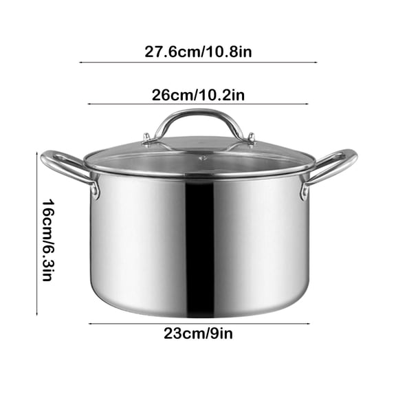 Rkxzt Stainless Steel Soup Pot,Stainless Steel Stock Pot 26cm Large Capacity Double Ear Soup Pot 10.8x10.8x6.3in Kitchen Cookware,Kitchen Utensils