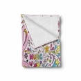 thumbnail image 2 of 70s Party Soft Flannel Fleece Throw Blanket, Music Clef Groovy Psychedelic Doodles Hand Drawn Hippie Signs Artwork, Cozy Plush for Indoor and Outdoor Use, 50" x 70", Multicolor, by Ambesonne, 2 of 6