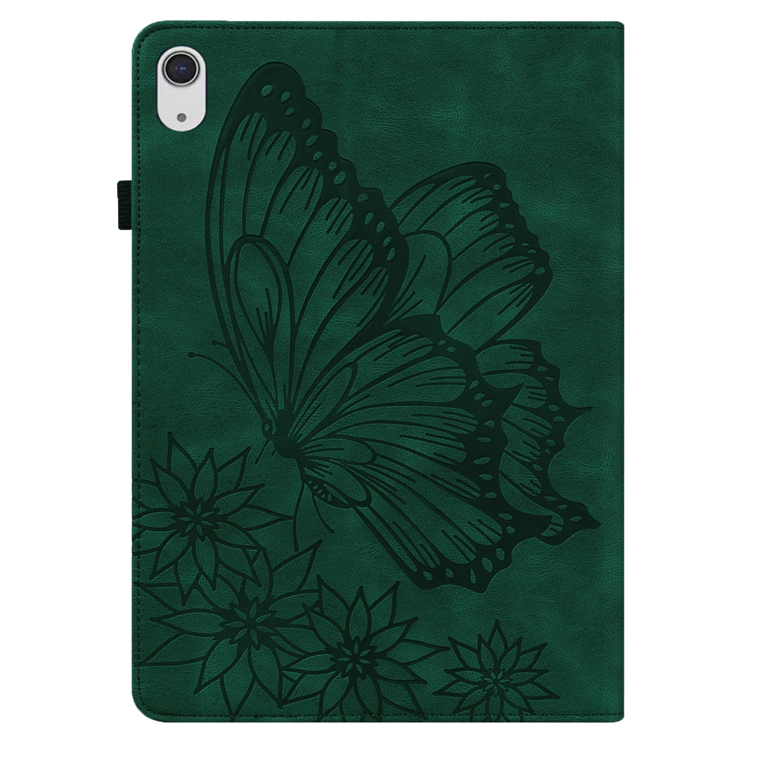TECH CIRCLE iPad Case for iPad 10th Generation 2022, Slim Folio Stand Butterfly Embossed PU Leather Magnetic Wallet Cover with Pencil Holder & Elastic Strap for iPad 10th Generation 10.9" 2022,Green