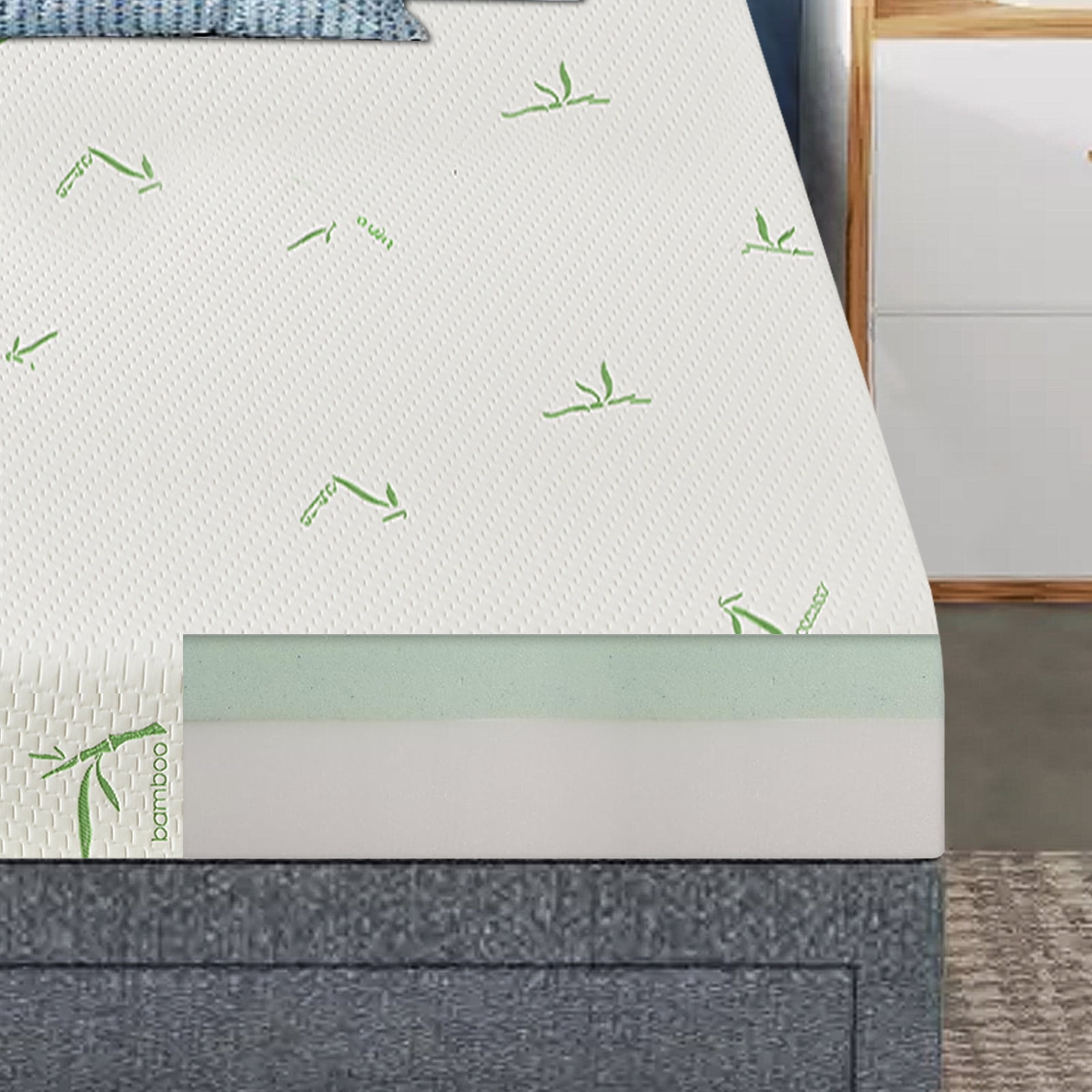 BMMB 8 Inch Twin size Memory Foam Mattress with Breathable Bamboo Fabric Cover in a Box for Kids, CertiPUR-US Certified