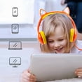 thumbnail image 5 of Olyre Cat Ear Kids Headphones Wired with Microphone,Safe 85db Volume Limited Children Headphones with RGB Dynamic Lighting and Share Function for Boys Girls for Kids Tablet Laptop Orange, 5 of 7
