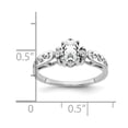 thumbnail image 2 of Solid 14k White Gold 6x4mm Oval Cubic Zirconia CZ Diamond Anniversary Ring Band Size 5, 2 of 3