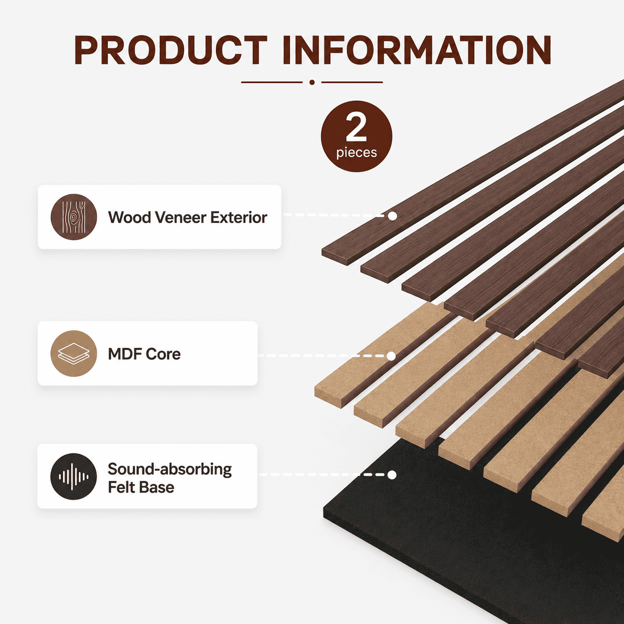 2PCS 16''x104'' Wood Slat Acoustic Wall Paneling for Interior and Ceiling Decor,23Sq.ft,Walnut