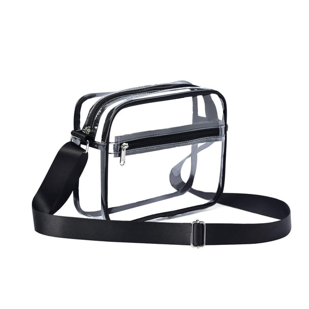 Bolsa cruzada transparente con correa ajustable para el hombro, material de PVC, aprobada para conciertos y eventos en estadios