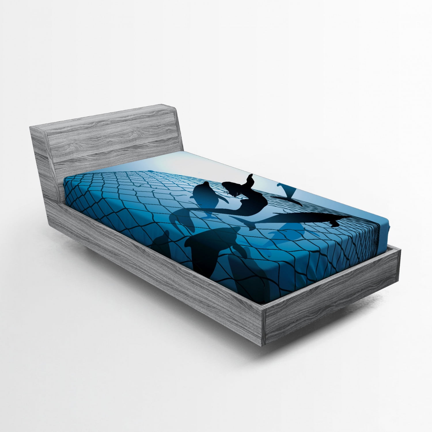 Underwater Fitted Sheet, Mermaid Rescues Flight of Dolphins from