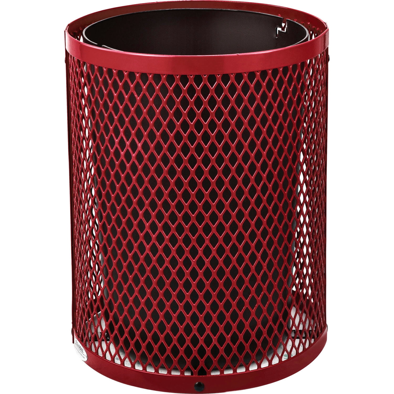 Global Industrial Outdoor Diamond Steel Trash Can With Dome Lid, 36 Gallon, Red, Unassembled