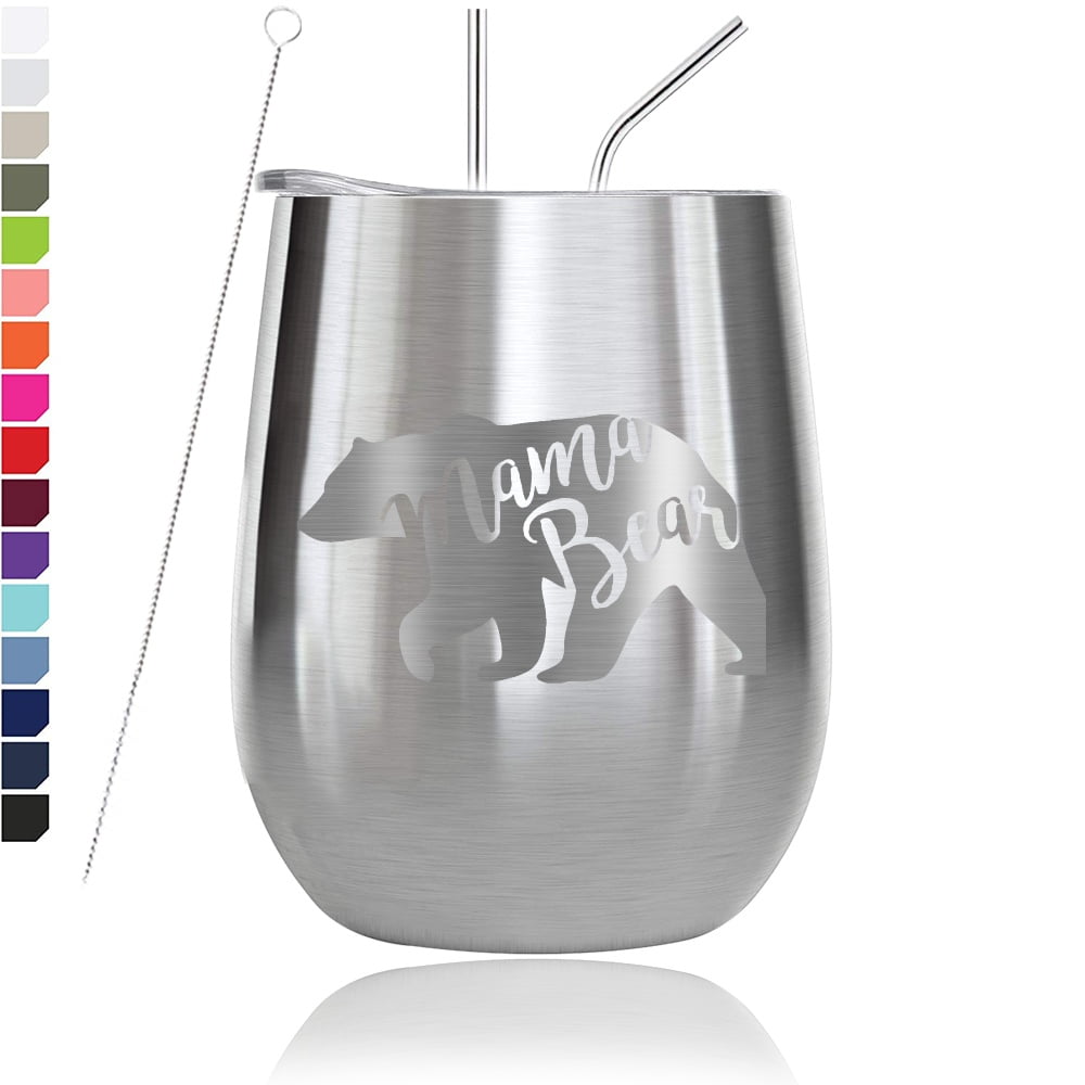 Mama Bear Personalized Wine Tumbler - 4 Colors