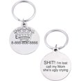 thumbnail image 2 of Rhinestone Crown Pet ID Identification Tag Glossy Round Pendant (Silver, 35MM), 2 of 5