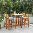 thumbnail image 2 of Vifah Gloucester 5-Piece Solid Wood Patio Counter Height Dining Set - Golden Oak, 2 of 9