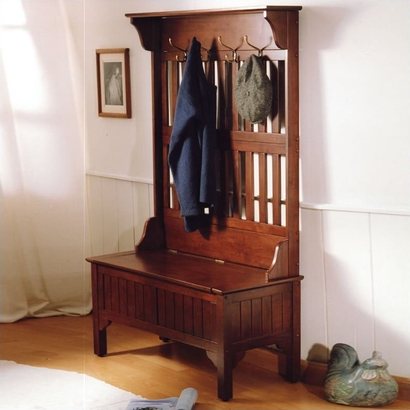 Home Styles Homestead Full Hall Tree Storage Bench In Cherry
