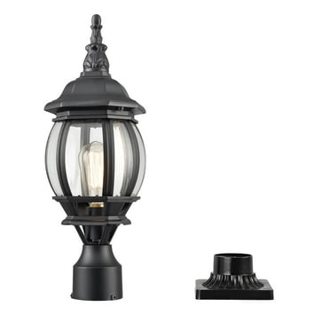Claxy Matte Black Lantern Outdoor Post Light with Pier Mount