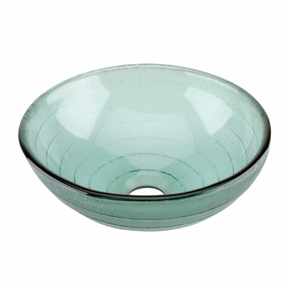 Renovators Supply Récipient en Verre pour Comptoir - Bassine de Salle de Bain Ronde - Bol de Meuble-Lavabo en Verre Trempé avec Évier - Bols de Lavabo Modernes pour Petits Espaces - Résistant aux Chocs - Vert Circulaire