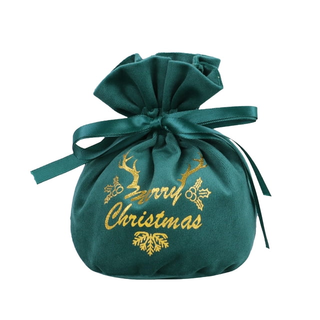 A Christmas Velvet Drawstring Bag For Candy Gift Box Red Apple Design Polyester Material Holiday Party Favor Single Sided Velvet Style A