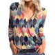 thumbnail image 1 of Blusa suelta informal de manga larga con estampado de cuello en V para mujer Fridja  hj4427, 1 of 4