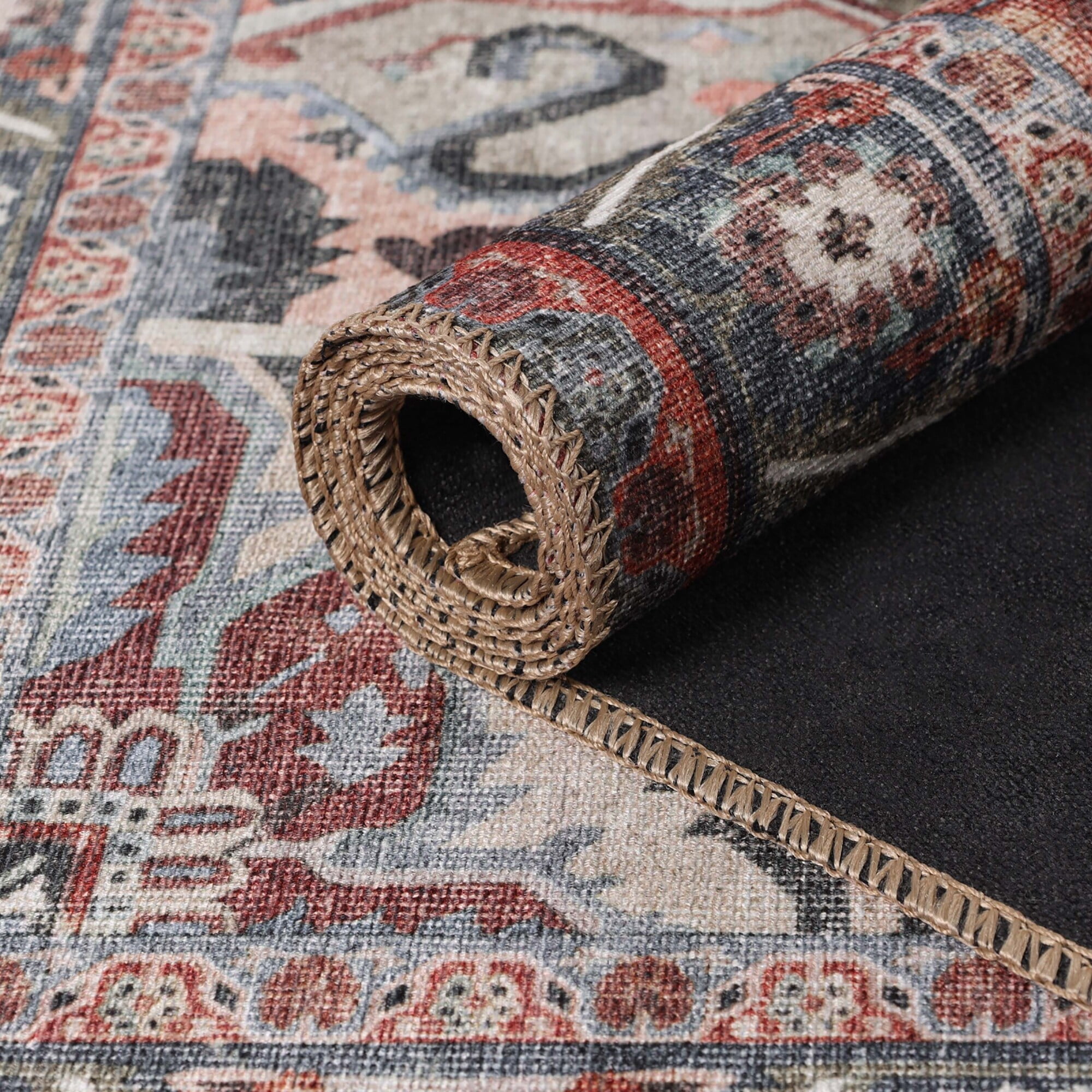 Superior Rustic Medallion Washable Indoor Area Rug, 3' 6" x 5' 6", Brown