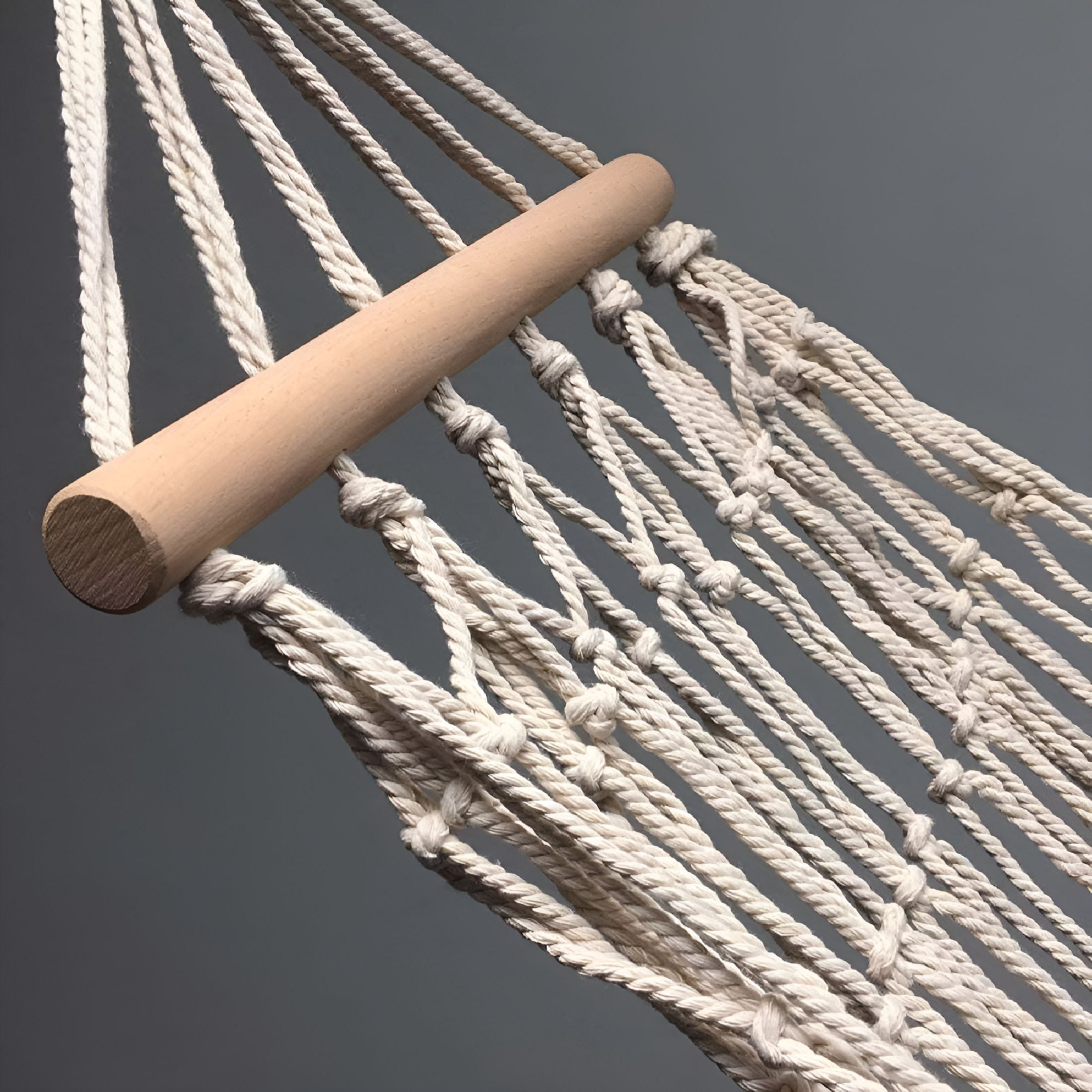 LAMIRO Cotton Rope Hammock, Hanging Net, Hammock for Indoor or Outdoor, Hammock with Wooden Stick, with Tie-Down Bag Strap for Backyard, Patio, Beach, Camping 110*220cm (White)