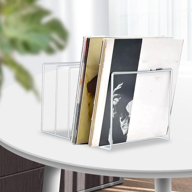 Soporte de almacenamiento de discos de vinilo CUTICAT organizador de escritorio blanco