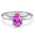 thumbnail image 3 of Gem Stone King 10K White Gold Pink Created Sapphire Engagement Ring for Women | 0.98 Cttw | Pear Shape 8X5MM | Gemstone September Birthstone | Size 5, 3 of 6