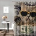 thumbnail image 2 of Orinice Cute Cat Bathroom Decor Set | Colorful Luxurious Polyester Fabric Shower Curtain Set | Mother's Day Bathroom Decor with Hooks 60x72, 2 of 7