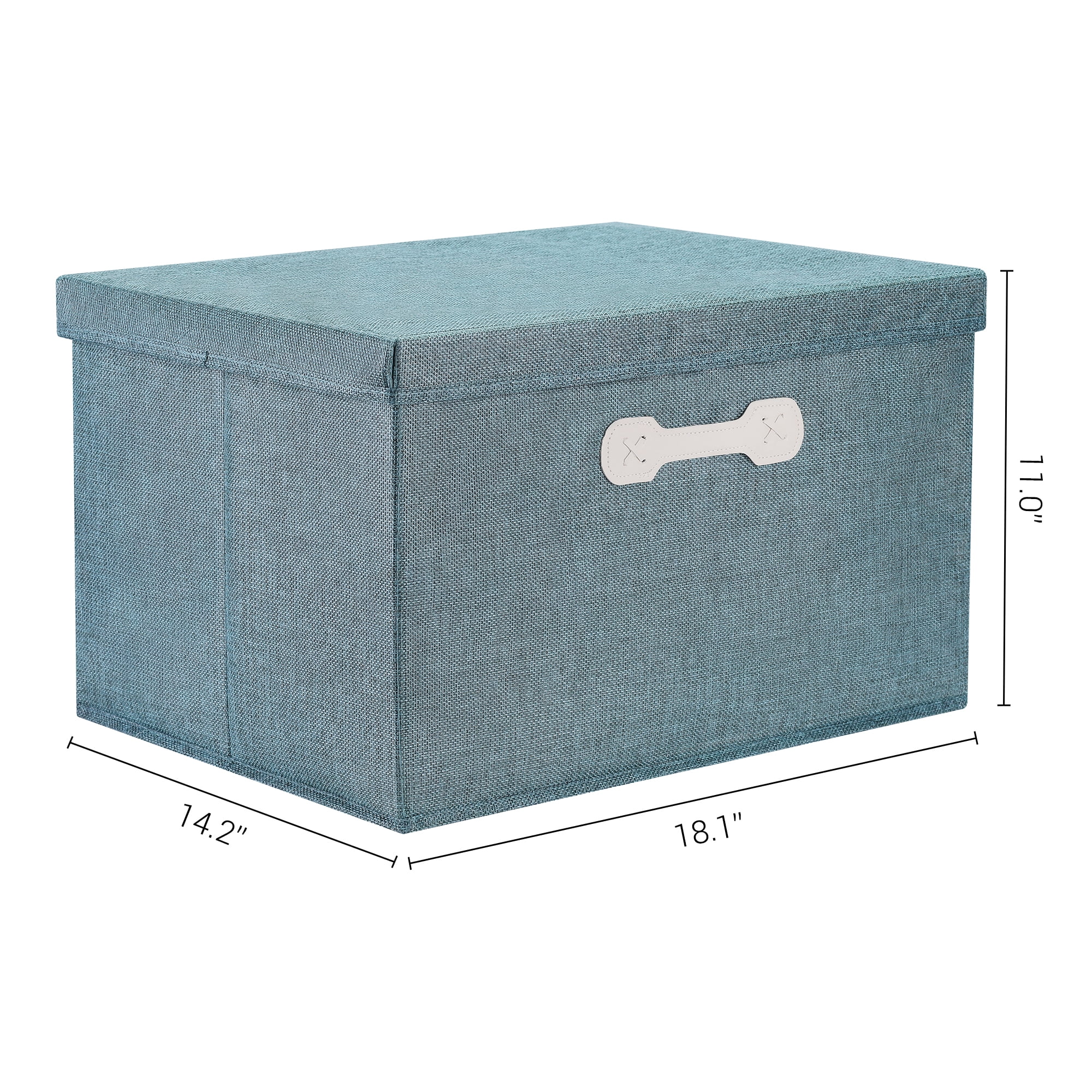 Unique Bargains Storage Cube, Fabric Bin with Lid and Handle Green 18*14*10.5in