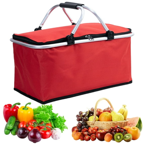 Spacious 30L Picnic Basket with Insulation for Family Outings Shopping Basket